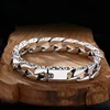 ZABRA Simple Men's S925 Silver Retro Bar Chain Old Tang Grass Pattern Bracelet Popular Fashion Retro Jewelry 1