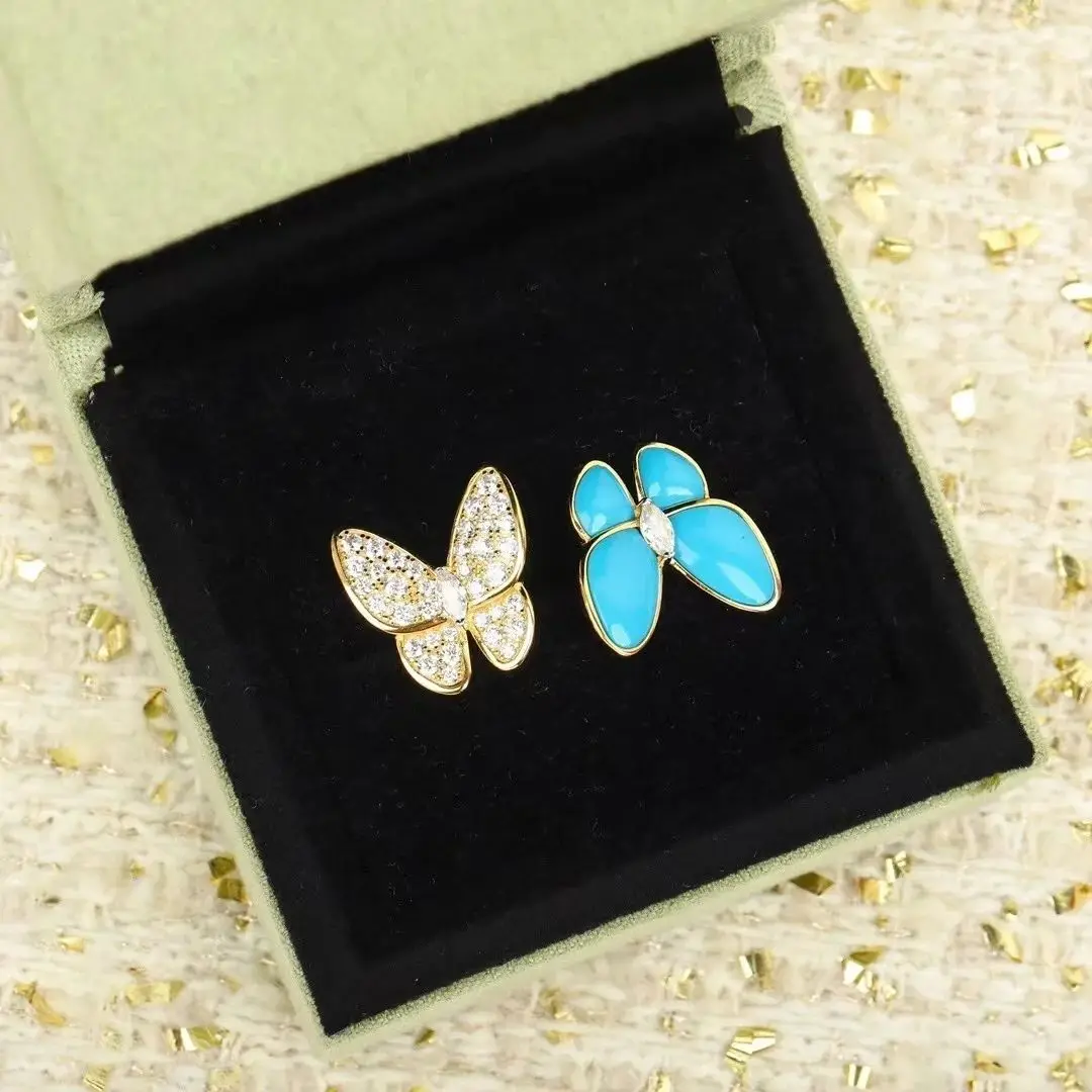 

High Qulity Classic New 2023 European Famous Brand Luxury Jewelry Rings For Women Sliver Butterfly Turquoise Anniversary Gifts