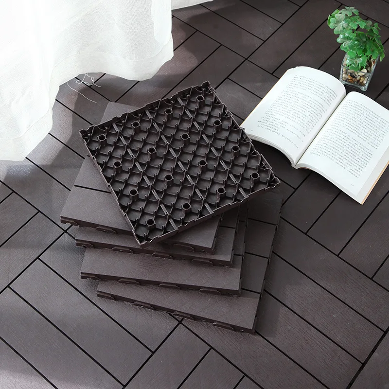 Plastic Assembled Flooring Self Assembling Balcony Terrace Courtyard Renovation Imitation Wood Self Laying Home Decor