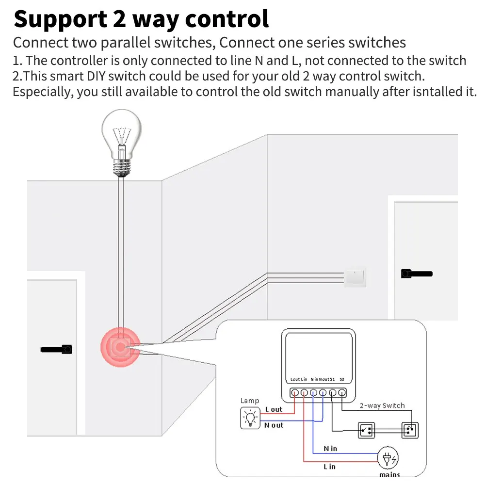 smart wifi switch 16A Tuya Smart WiFi Switch Support 2-Way DIY Switches Mini Smart Breaker Life Control Support Alexa Google Alice
