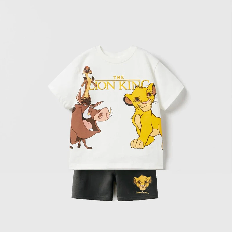 Simba Pattern Boys Clothes Tracksuits 2025 Summer Clothing Cartoon T-shirt Casual Outfits Children Short Sleeve Tees + Shorts 4