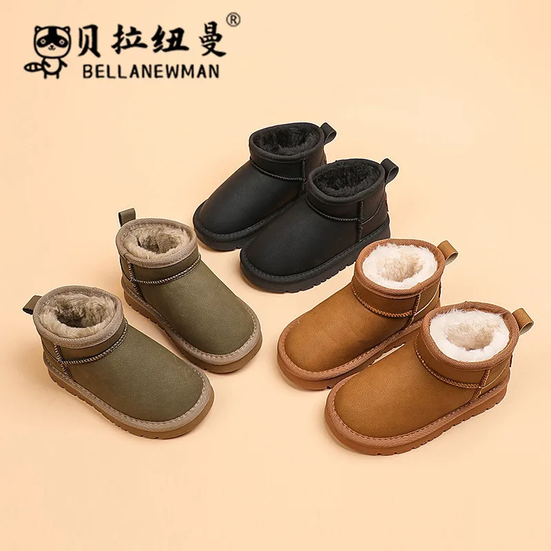 

Children's Thick Warm Snow Boots 2024 Winter New Girls' Black Cotton Shoes Boys' Ankle Boots Big Boys' Shoes