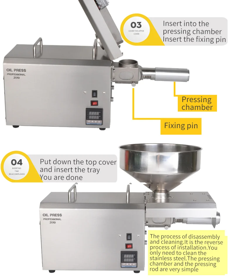 DIVEDEER 1500 W Kaltpress-Ölmaschine für Zuhause und Unternehmen, Extrakt Erdnuss-Sonnenblumen-Sojabohnen mit Edelstahl-Quetscher – Detail 21