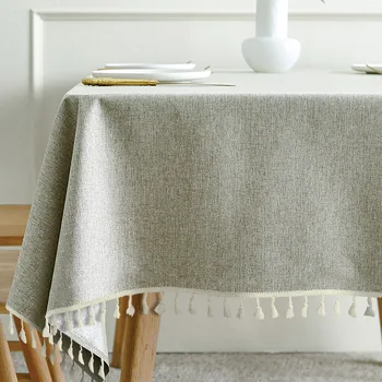 Waterproof and oil-proof tablecloth made of cotton and linen, suitable for all kinds of dining tables, customizable colors