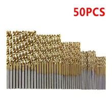 

50Pcs HSS Titanium Coated High Speed Steel Twist Drill Bit Set Tool Hand Tools Power Parts Gold 1.0mm/1.5mm/2.0mm/2.5/3.0mm