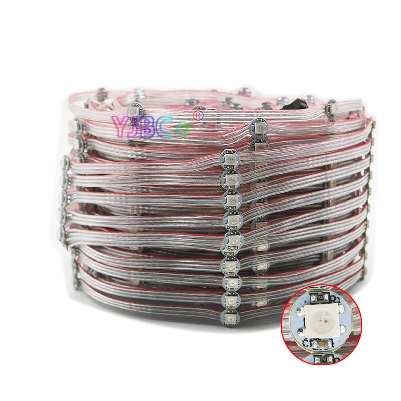 50/100pcs 5050RGB Pixels Pre-soldered WS2812B LED Module Node10cm Wire With Heatsink Board Addressable Individually ModulePanel