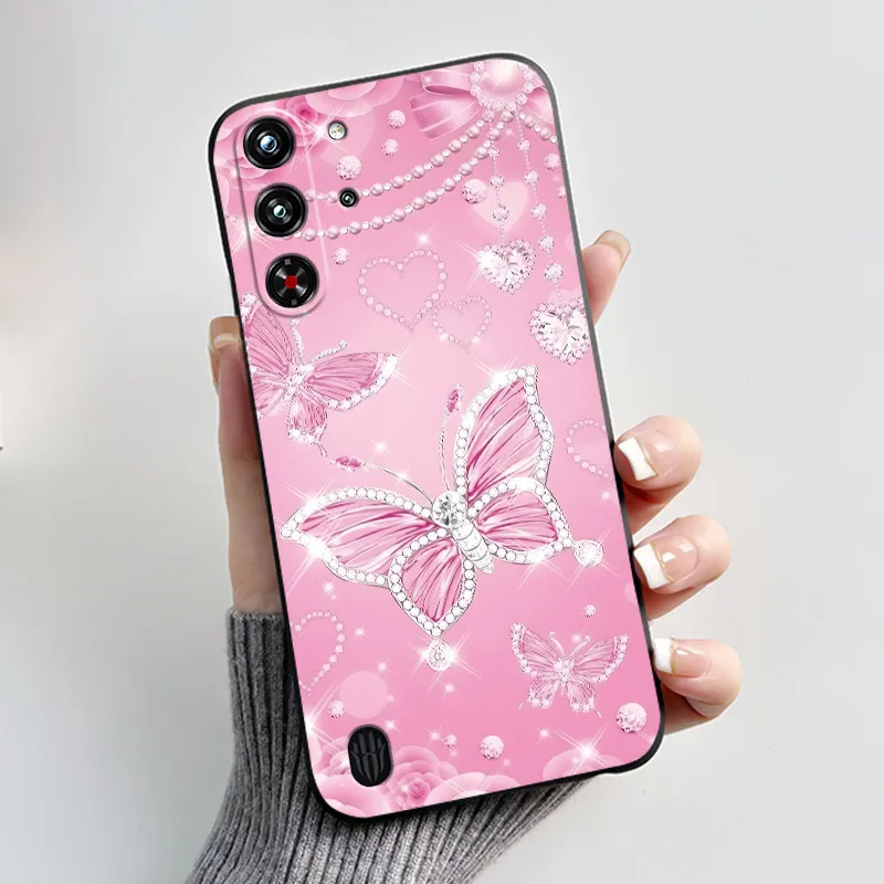 Soft Silicone Black Shell with Cute Flower Design - Protective Case