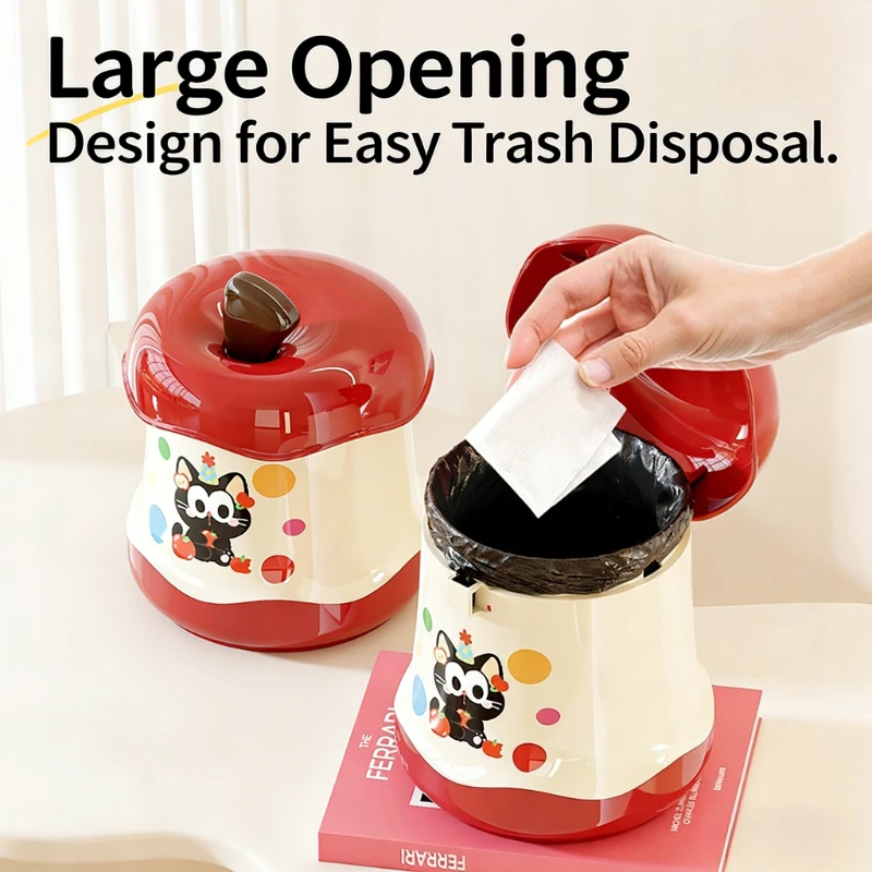 데스크탑 쓰레기통 미니 귀여운 쓰레기 바구니 가정용 쓰레기통 뚜껑이 있는 보관함 사무실 침실 기숙사용 보관함