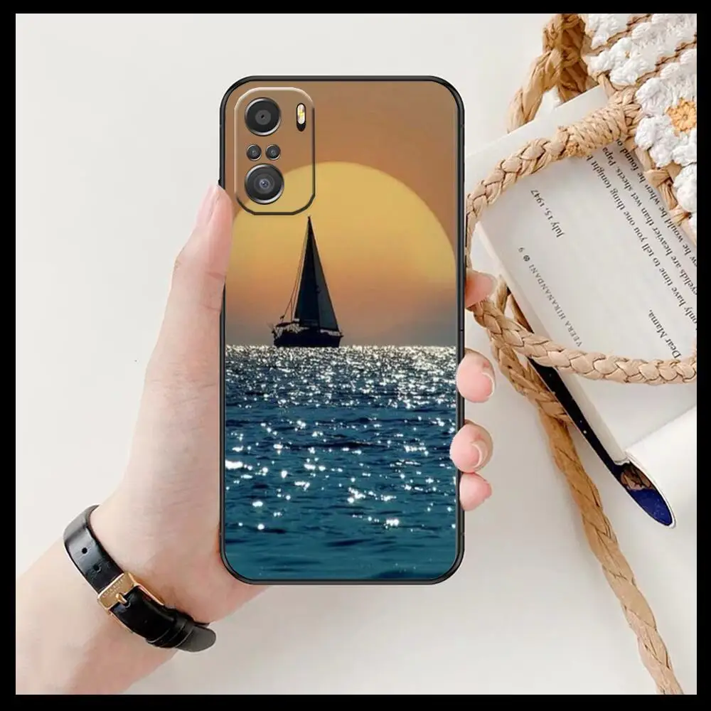 Фото Чехол для телефона с парусной лодкой для xiaomi redmi 11 Lite pro Ultra 10 9 8 MIX 4 FOLD 10T, Черный силиконовый чехол №2
