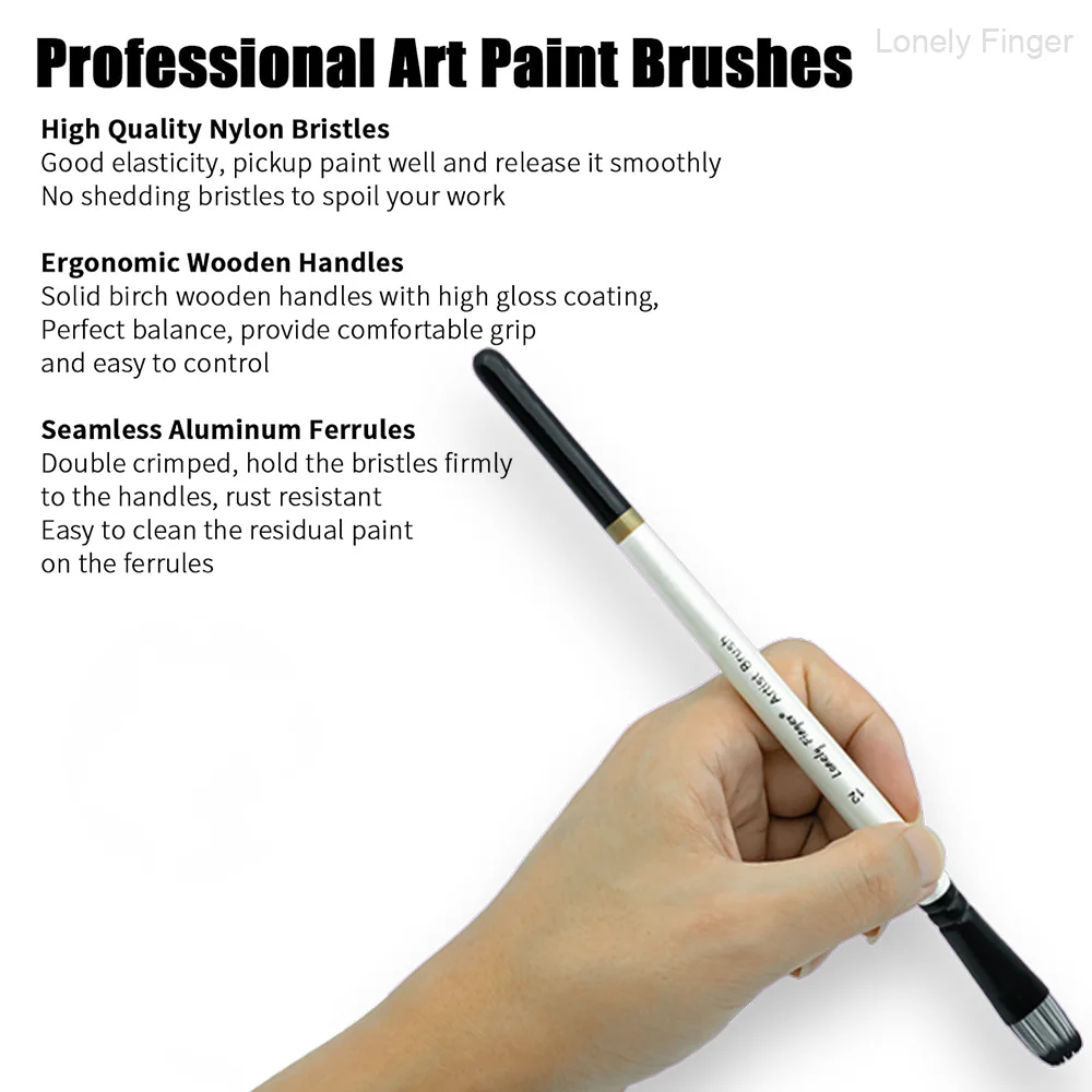필버트 페인트 브러쉬 세트, 아크릴 오일 수채화 구아슈 페인팅용 6개 아티스트 페인트 브러쉬, 프리미엄 나일론 헤어 아트 페인트 B