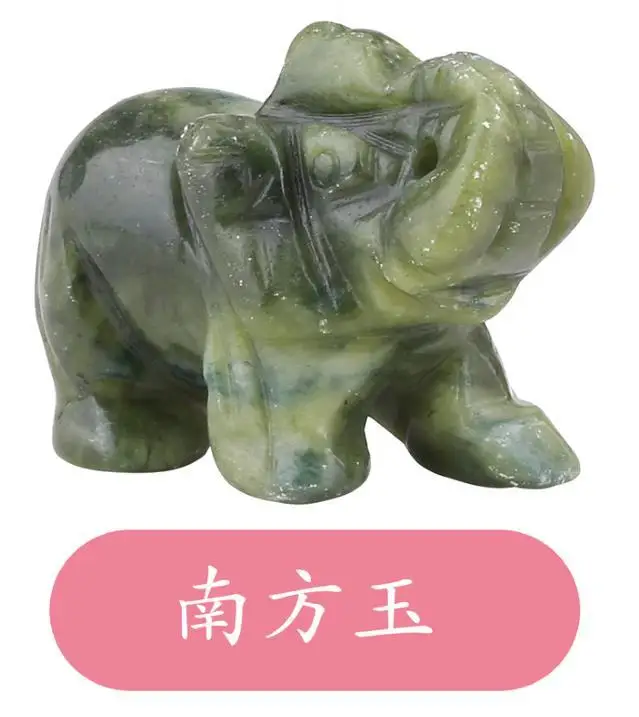 Hand Carved Natural Green Aventurine Jade Elephant Statue - Good Luck Ornament and Decor