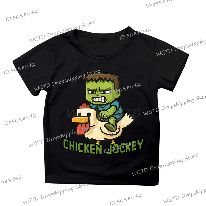 Chicken Jockey Print T Shirt Boys Girls Anime Cartoon Clothes Funny Game Chicken - Picture 12 of 21