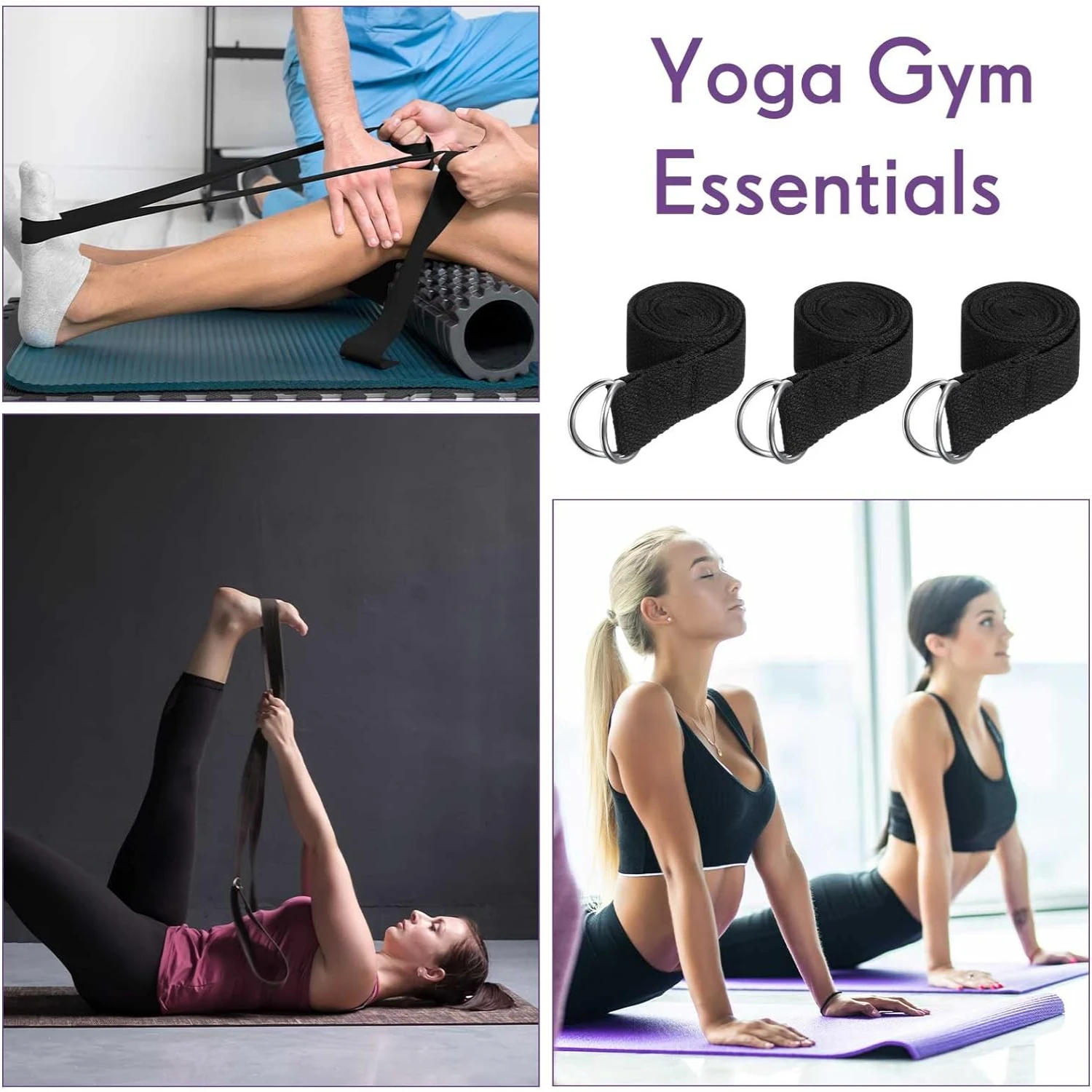 Enhance Your Pilates Routine with Customizable Ultimate Flexibility D-Ring Yoga Strap Loop-Achieve Effortless Stretching Exerc