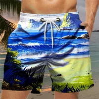 Men's Loose Beach Shorts Drawstring Quick Dry Coconut Tree Shorts For Summer Women Men 3D Print Casual Oversized Sport Shorts 2
