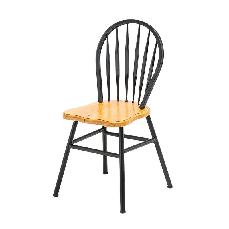 Industrial Metal Wire Dining Chair Modern Restaurant Armchairs With wooden Cushion Iron Dining Room Coffee Chairs