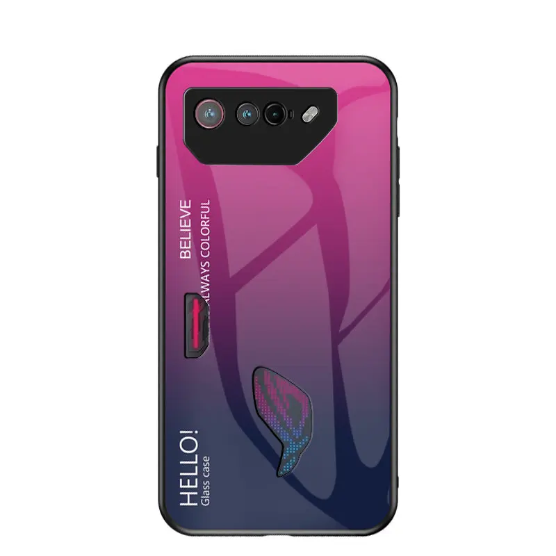 Gradient Tempered Glass Back Cover Hard Phone Case Protector