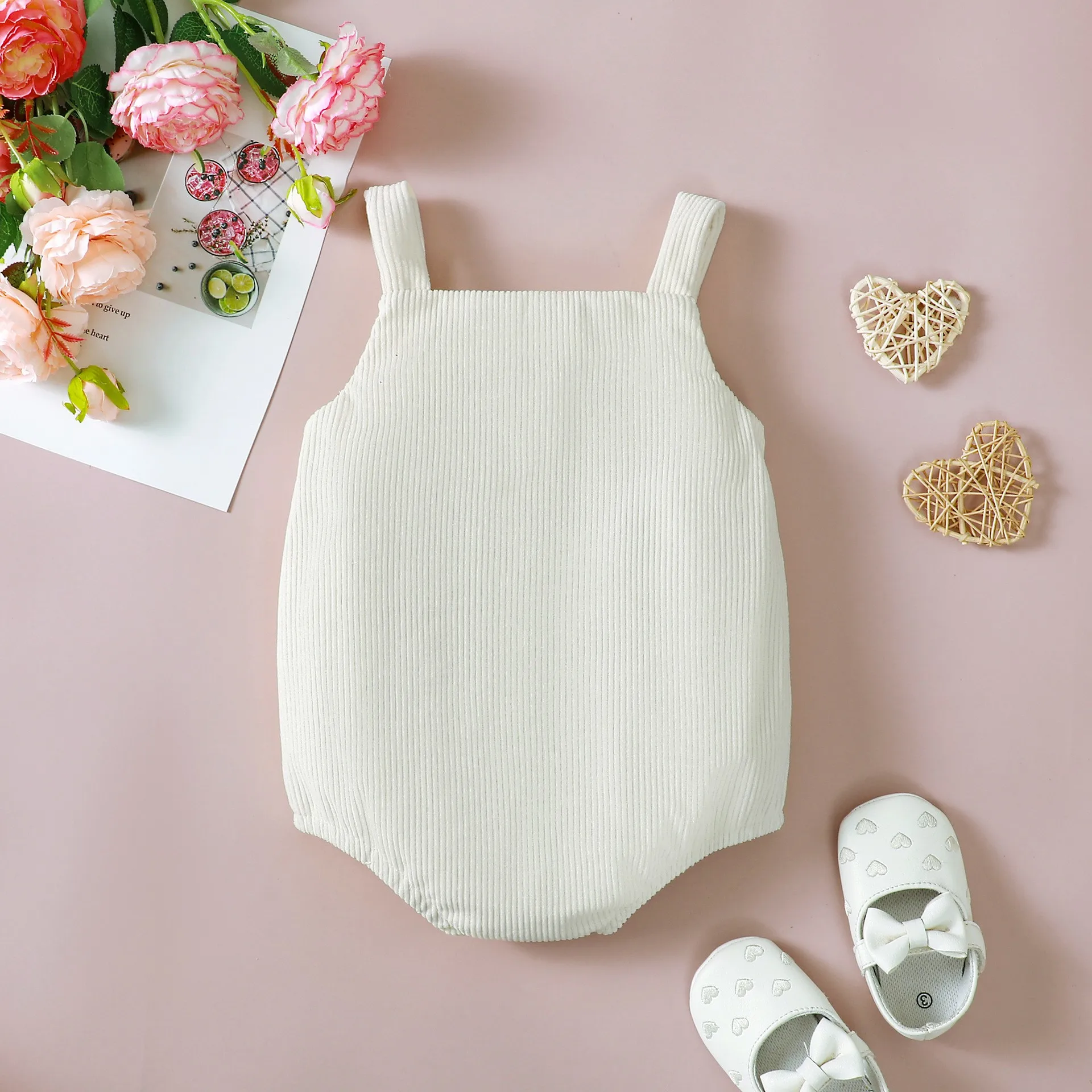 Cute Embroidered Corduroy Baby Girl Romper Dress Infant Toddler Girls' Clothing Comfortable Breathable Cotton Outfit 2