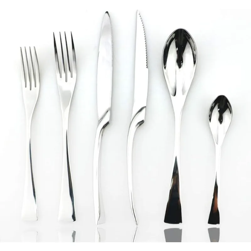 24-Piece Black Silverware Set with Steak Knives, Unique Flower Design Flatware  Cutlery Set, Fork Spoon Knife, Mirror Polished - AliExpress