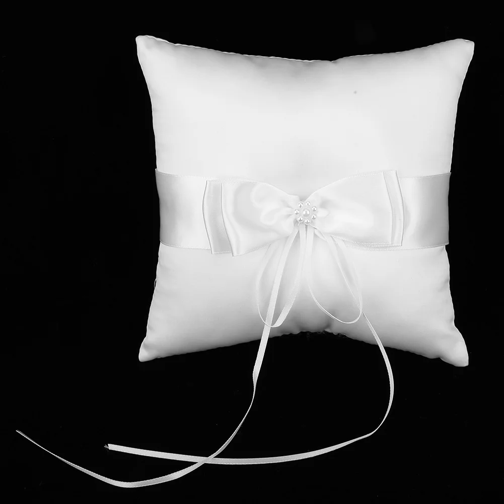 Wedding Ceremony Pillow Wedding Ring Pillow Pair - Champagne Gold Lace Satin Ring Holder 7.8 Inch Wedding Accessories