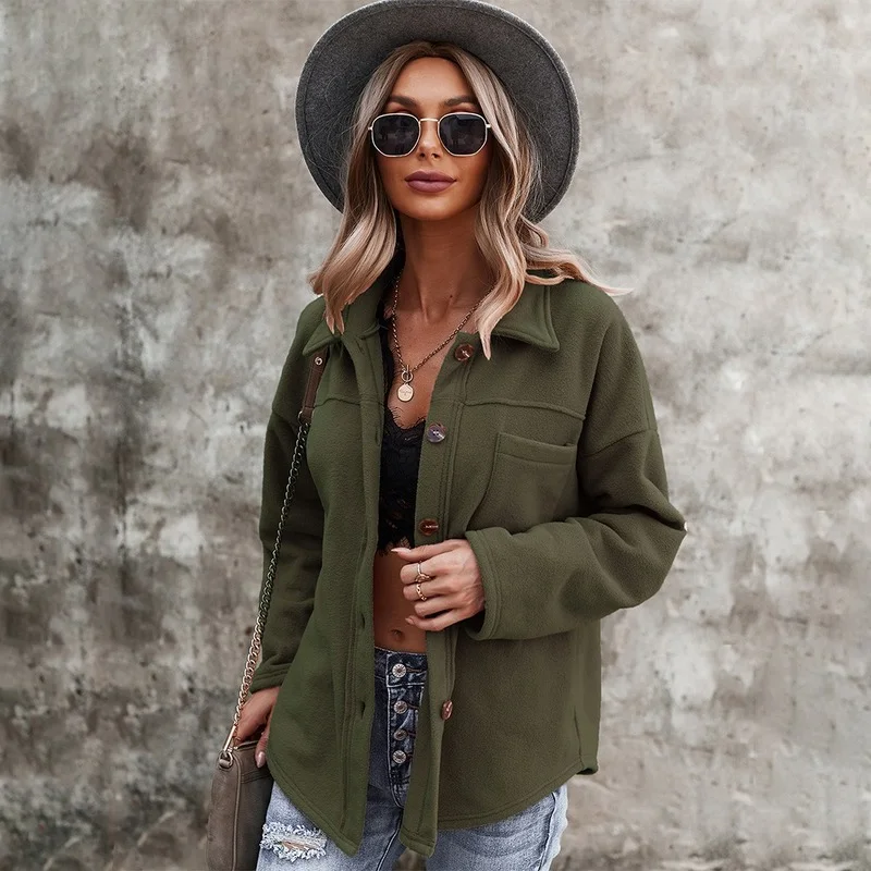 Autumn Winter Fleece Sweatshirts Women Lapel Long Sleeve Single Breasted Cardigan Warm Loose Casual Coats Solid Color Thick Tops