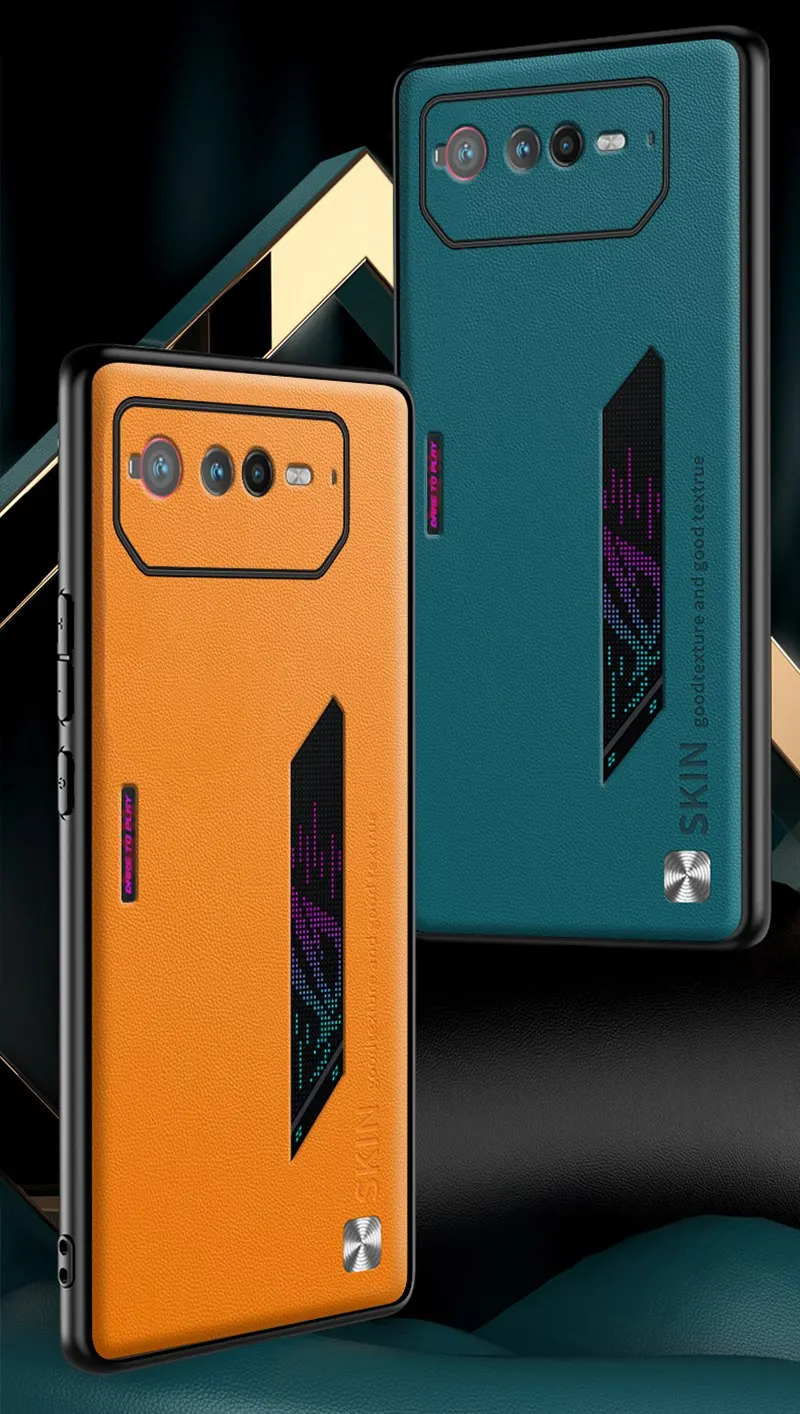 Luxury PU Leather Phone Case For Asus ROG Phone 6 Back Cover Matte Silicone Shockproof Full Camera Protection Case Coque_voghion.com