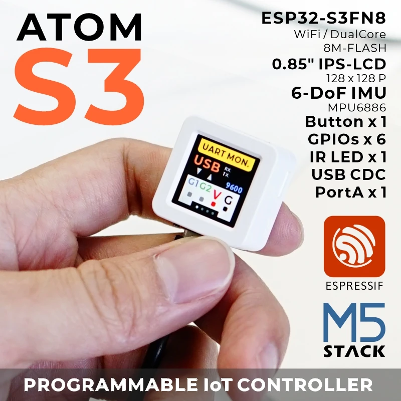 Oficial Atoms3 Dev Kit w Tela de 085 Polegadas M5stack
