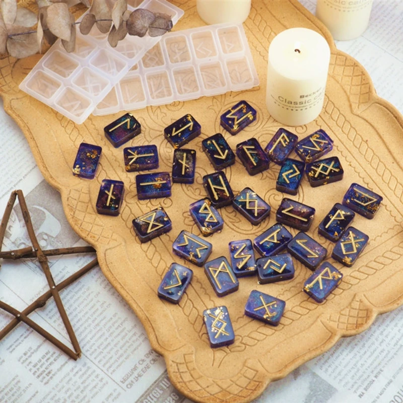 DIY Rune Symbol Resin Mold Mirror Energy Symbol Crystal Epoxy Mold Rune ...