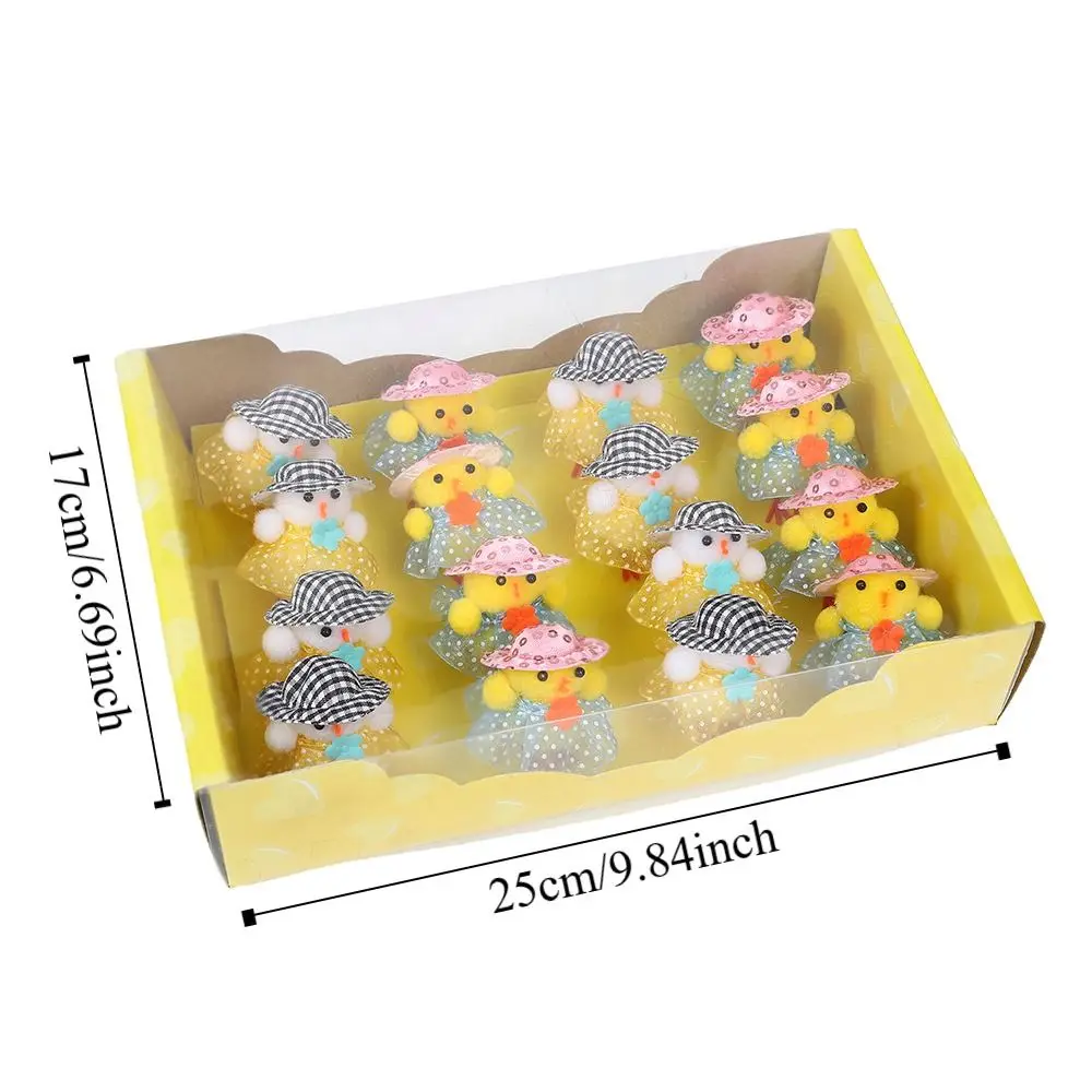 16 개/대 시뮬레이션 부활절 노란색 병아리 장식 눈사람 미니 부활절 토끼 장식품 봄 무리 귀여운 동물 장식