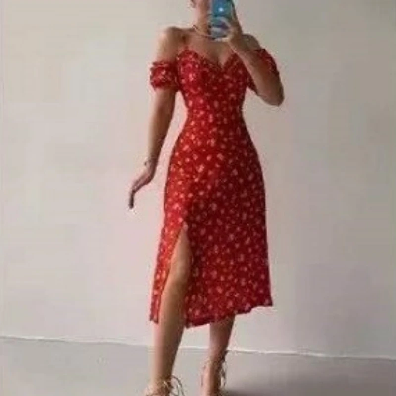 Women Elegant Floral Print Long Dress