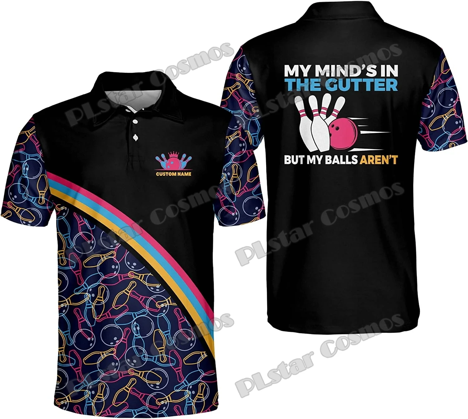 Schädel Bowling Team personalisierte Name 3D gedruckt Herren Poloshirt Sommer Straße Kurzarm Shirt Geschenk für Bowling Spieler WK36 – Detail 20