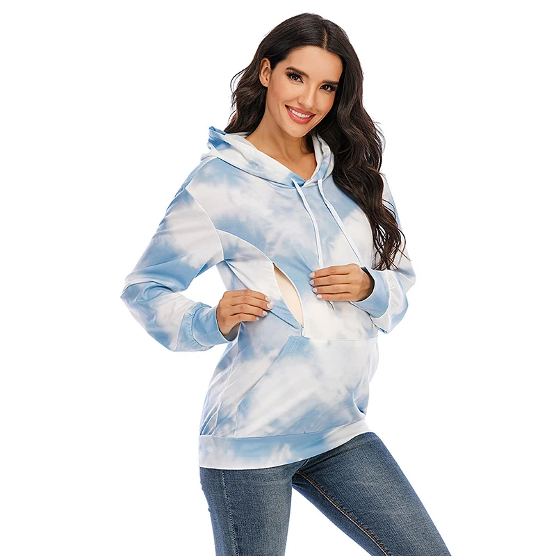Hoodies Women Maternity Tshirt Clothes Summer Fall Long Sleeve Stripe