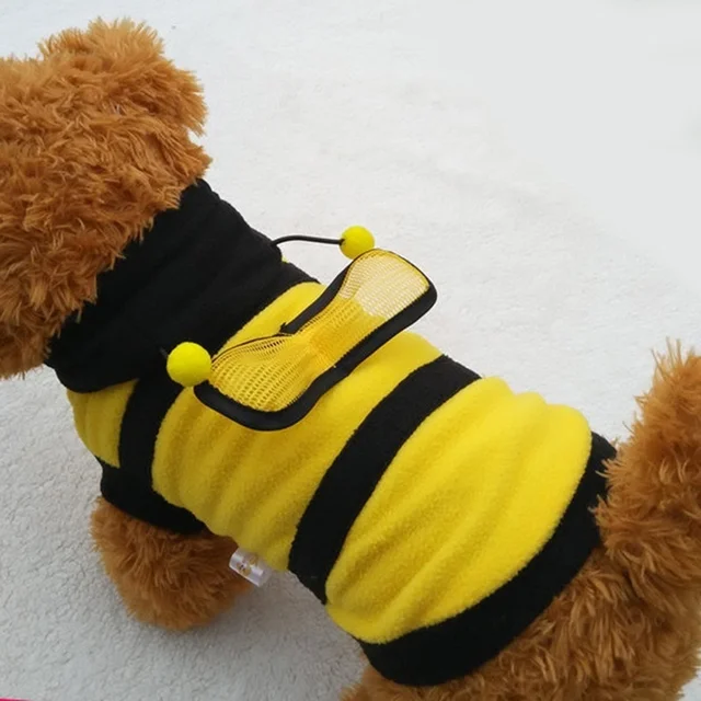 Sf5dff77190ab4eefa92ec62dc9880ab6C.jpg Bee Pet Puppy Coat Apparel Outfit Fleece Clothes Dog Cat Hoodie Fancy Costume Halloween Cosplay Sweater Dog Hoodies