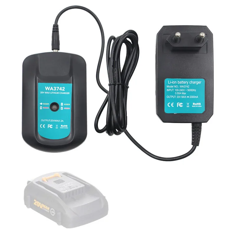 

WA3742 Li-ion Battery Charger 2.0A For Worx 20V 18V Lithium Battery WA3875 WA3520 WA3525 WA3578 WA3575 Fast Charger