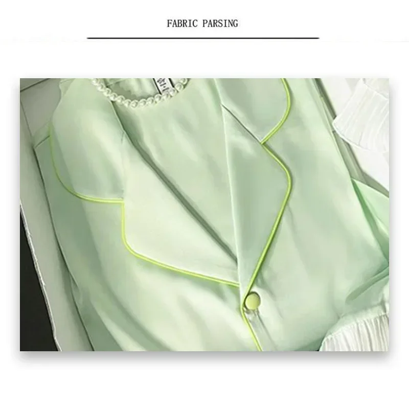 2024Women's Clothes Four Seasons Pajamas Ladies Ice Silk Long-Sleeved Sweet Large Size Solid Simple Casual Fashion Soft Homewear