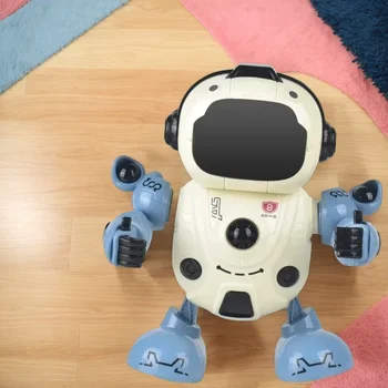 Piccolo robot giocattolo dal vivo: robot elettrico danzante con musica, luci e movimento per bambini
