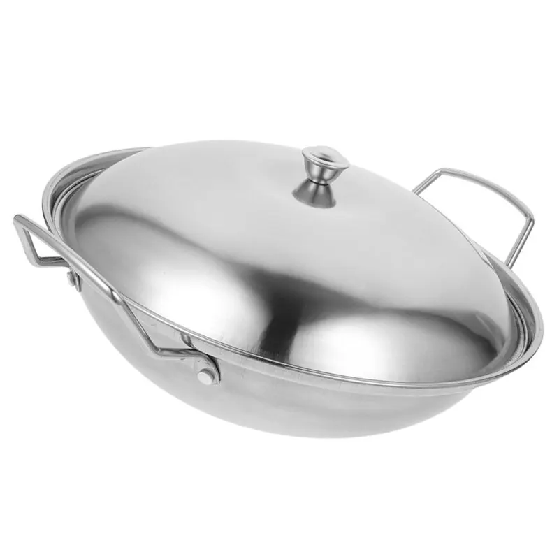 Description Picture 4 of itemFrying Pan with Lid Wok Pot Stove Hot Household Stainless Steel Cookware Cooking