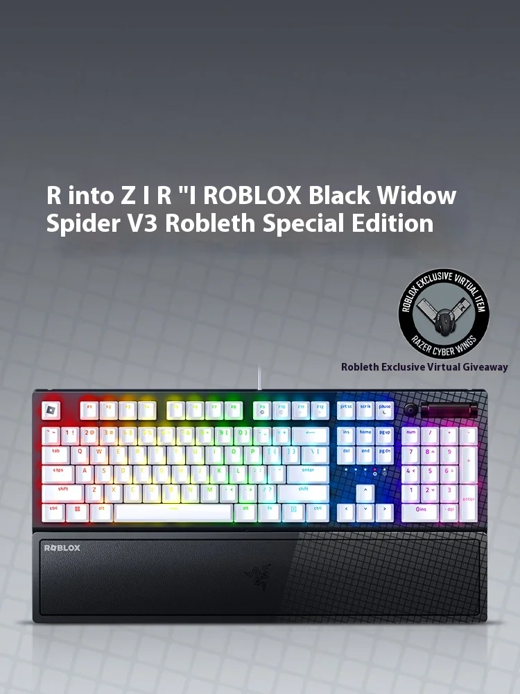 

Клавиатура Razer Thundersnake Roblox Special Edition, черная вдова, паук V3, Phantom, 104 клавиши, механическая клавиатура