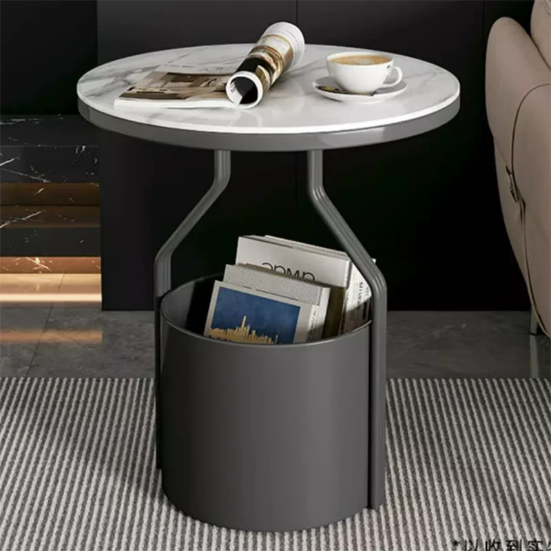 

Waterproof Aesthetic Side Table Storage Round Designer Storage Coffee Tables Italian Unbreakable Mesa Centro Marble Furnitures