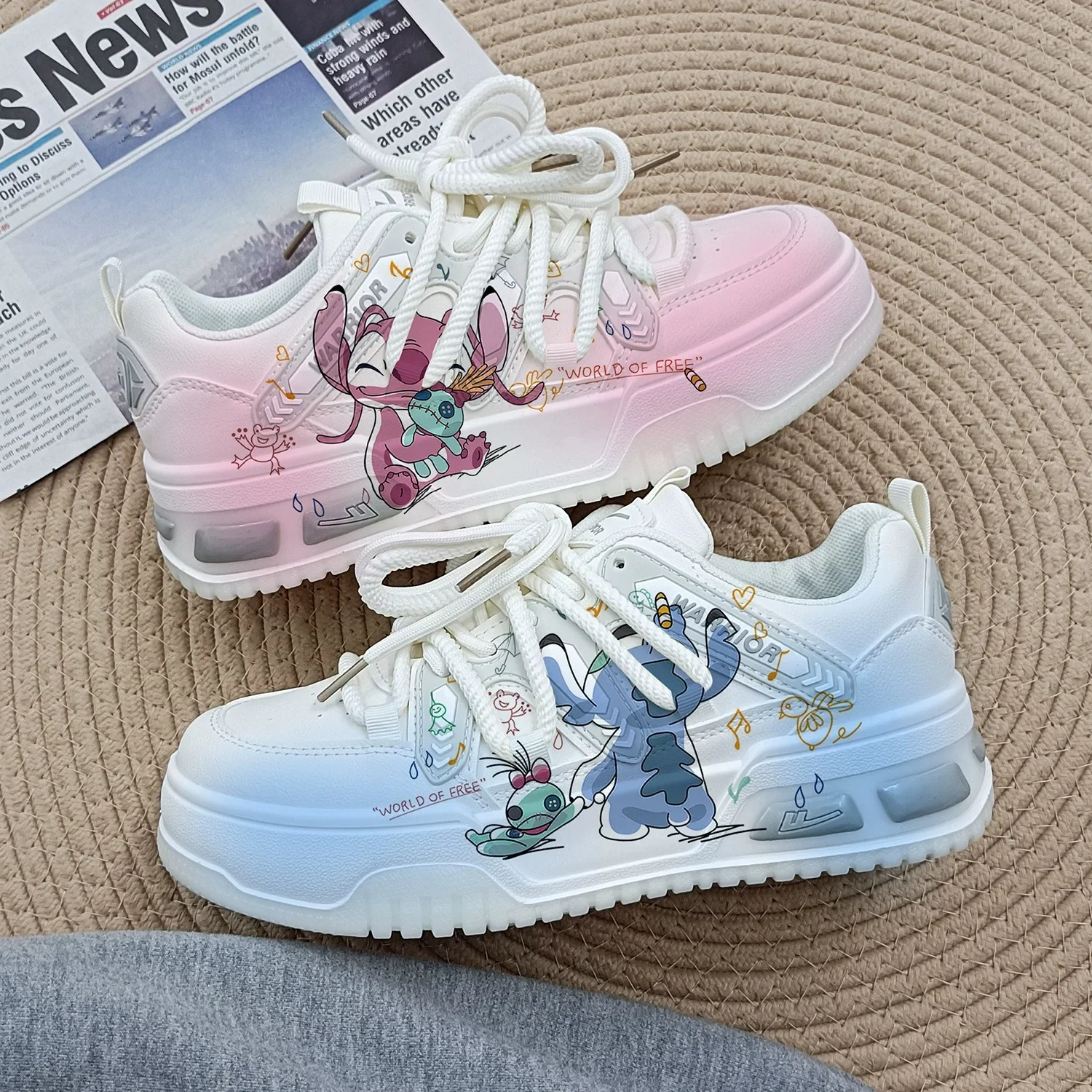 

New Disney girls Stitch princess cute Casual shoes non-slip soft bottom Mickey Mouse sports shoes for girl gift