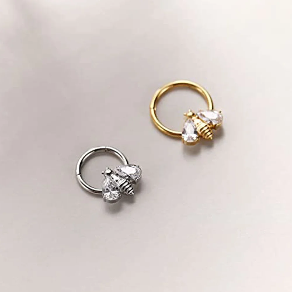 Piercing Oreille Acier Chirurgical Bijoux Piercing Nez/Septum JeweBella - 8 Pièces 16G Acier 316L - Anneaux Clicker Et Pendants - 8mm/10mm Piercing Septum Acier Chirurgical