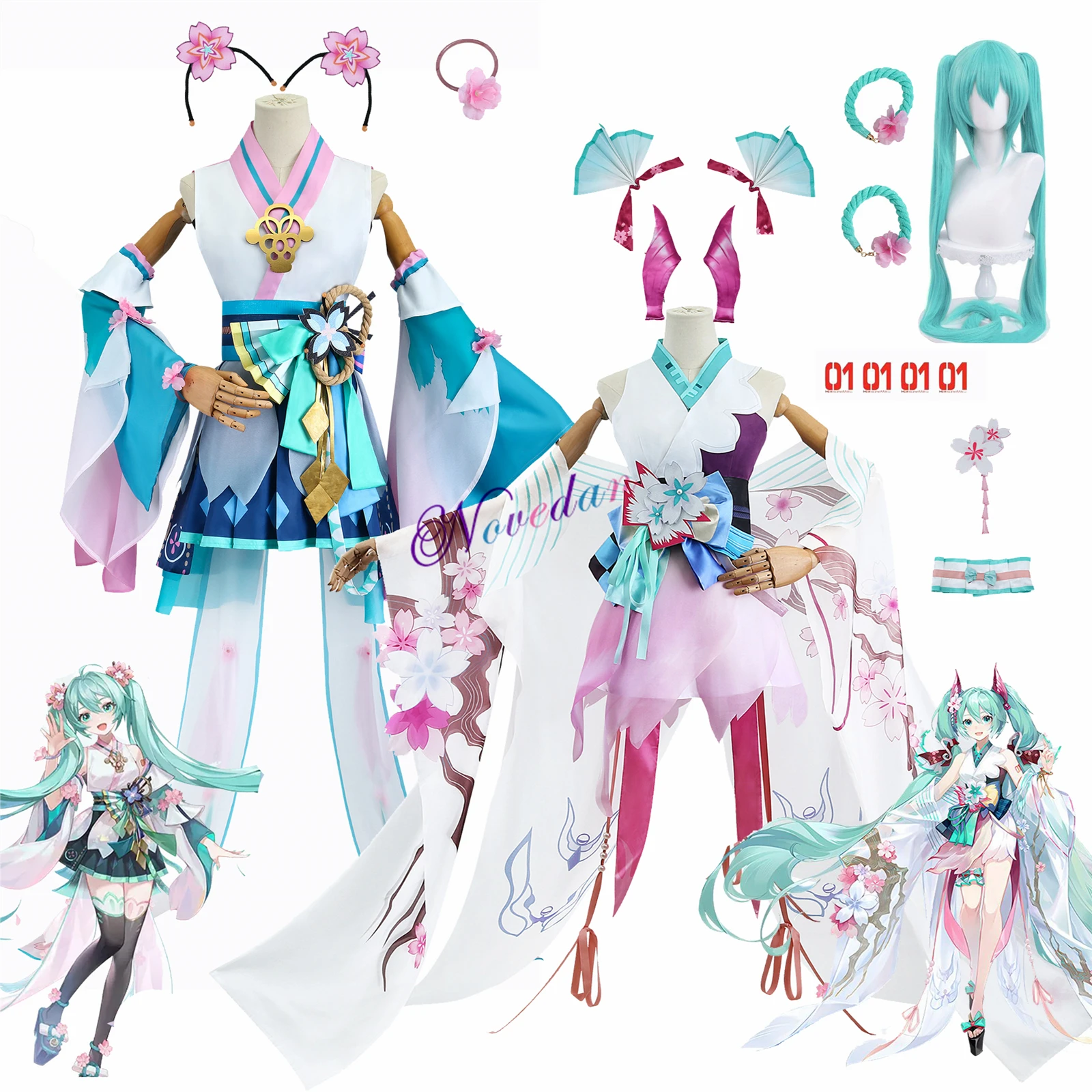 

Костюм для косплея аниме Мику из игры Onmyoji X Miku связь SSR полный комплект MIKU косплей платье парик обувь униформа наряд реквизит на Хэллоуин