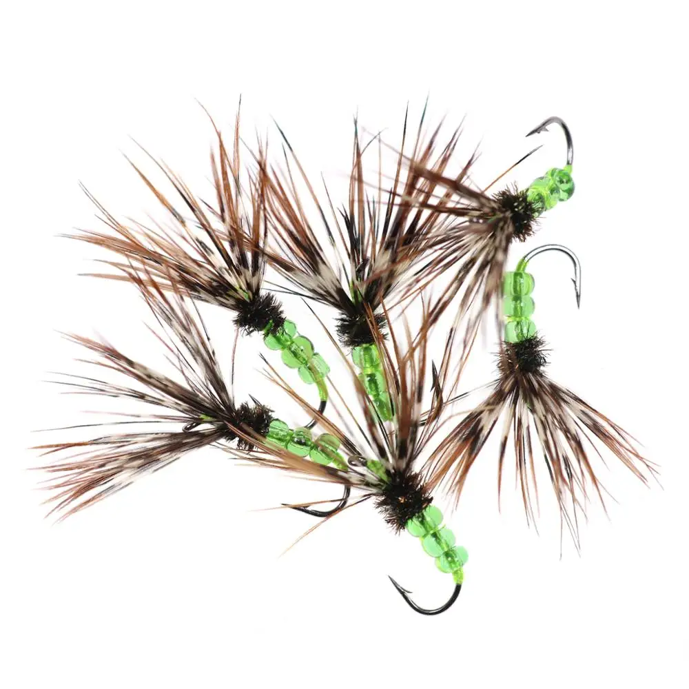 Wifreo 6PCS #12 Tenkara Fly Patterns for Native Rainbow Trout Bass and  Panfish Fishing Flies Insect Bait with Plastic Beads Body