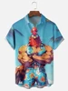 Summer Men's Short Sleeve Shirt Cartoon Chicken Print Men's Hawaiian Short Sleeve Shirt Seaside Fashion Men's Casual Shirt 4