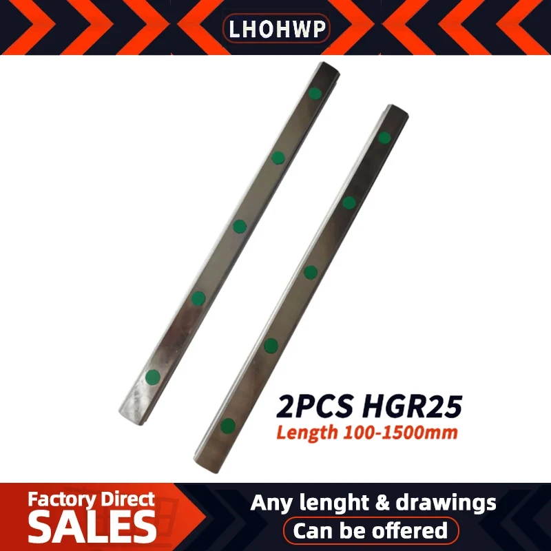 

2pc 100 -1500mm HGR25 Square Linear Guide Rail for HIWIN Slide Block Carriages HGH25CA HGW25CC HGW25HA CNC Router Engraving