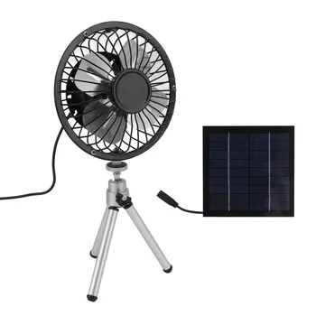 Portable Solar Fan 6W 6 Inches Solar USB Dual Powered Fan For Home Camping Outdoor Fishing With Stretchable Stand
