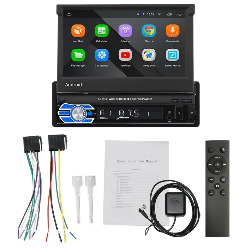 

7 Inch Android8.1 Car Radio Stereo GPS Navi Bluetooth USB SD AUX-IN Press Car Multimedia Player, 9706