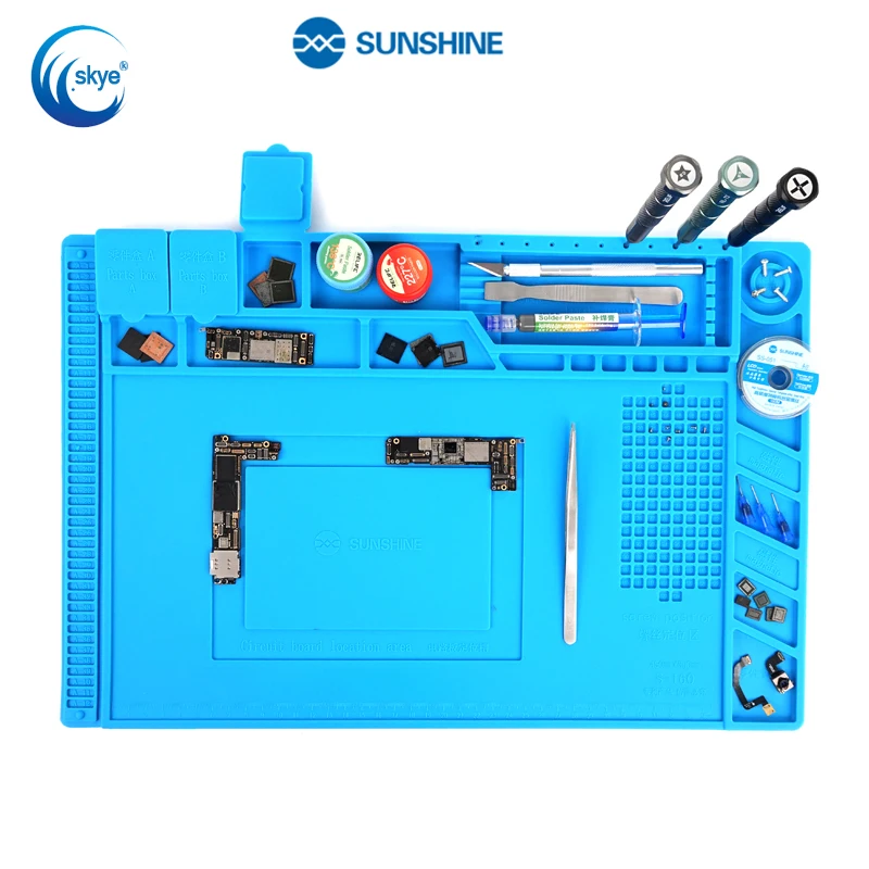 SUNSHINE S-160 Heat Insulation Silicone Pad Phone PCB Repair Soldering Mat for Station Maintenance Platform | Инструменты