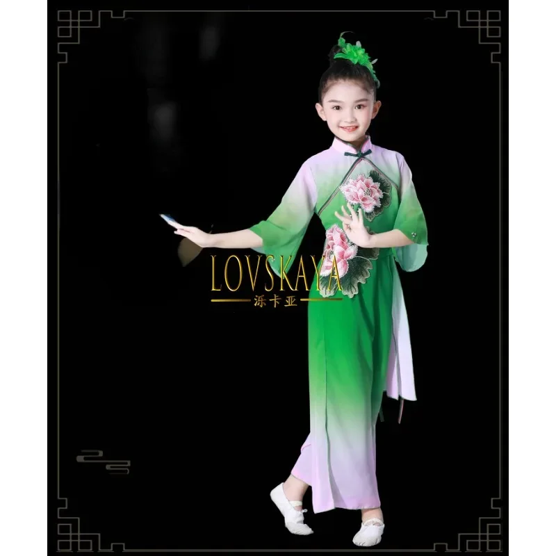 

Костюм для танцев лотоса для девочек, танцевальный зонт для фанатов, костюм для выступлений, новый детский классический костюм