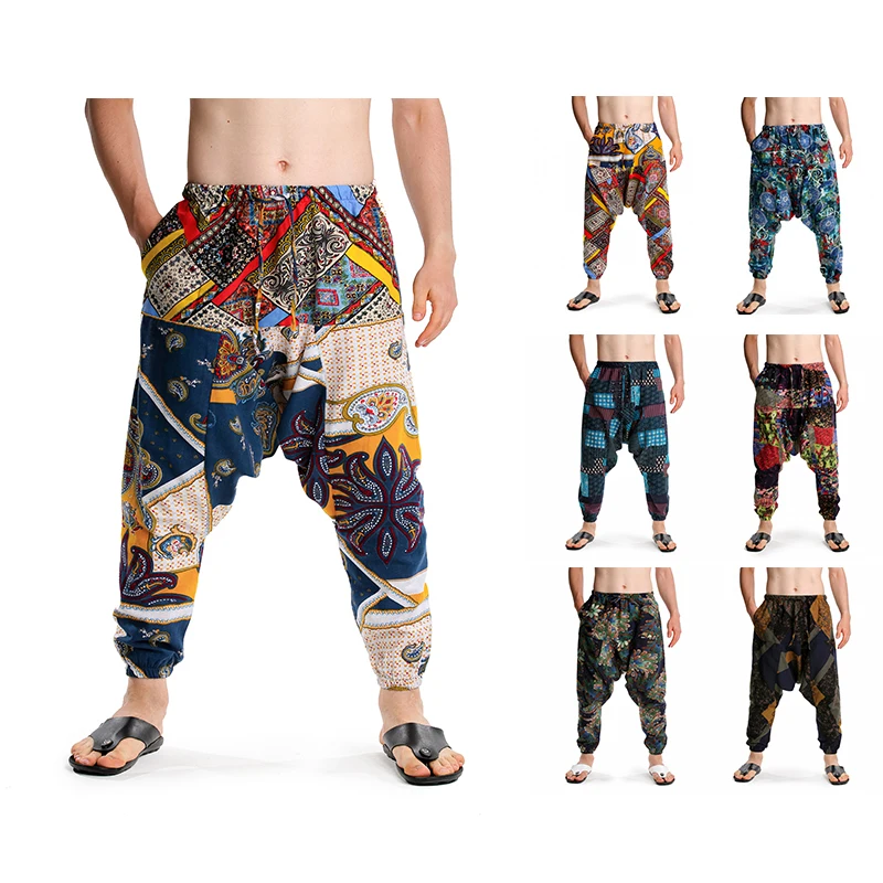 

Men Women Baggy Harem Pants Hip hop Joggers Causal Loose Trousers Aladdin Crotch Wide Leg Cotton Linen Pants Pantalones Hombre