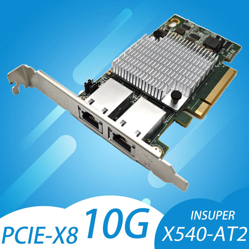 цена Адаптер Ethernet PCIE X8 с двумя портами RJ45, 10 Гб/с, для Windows/Linux/Vista